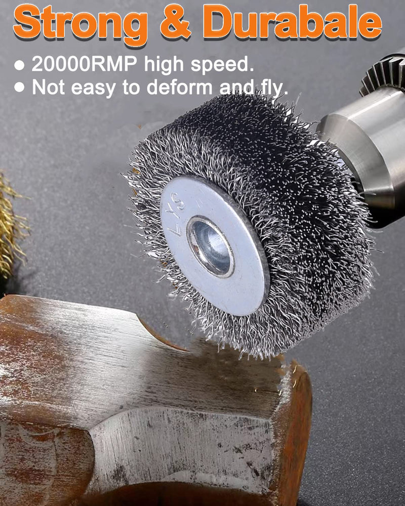 10 Pack Wire Wheel Brush Wire Wheel Brush for Drill Attachment, Rocaris 2 Inch Heavy Duty Wire Brushes Removal Paint Rust & Corrosion, 0.0118" Carbon Steel Wire, 1/4in Shank, 20000RPM 10