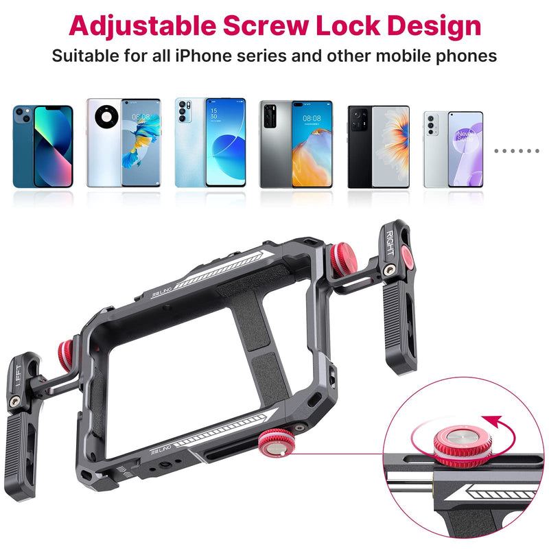 [Australia - AusPower] - ULANZI Smartphone Video Rig with Handle, LINO Filmmaking Case Aluminum Alloy Phone Video Stabilizer Grip Tripod Mount for Video Maker Videographer with Cold Shoe for iPhone 13 Mini Pro Max 8 Plus 