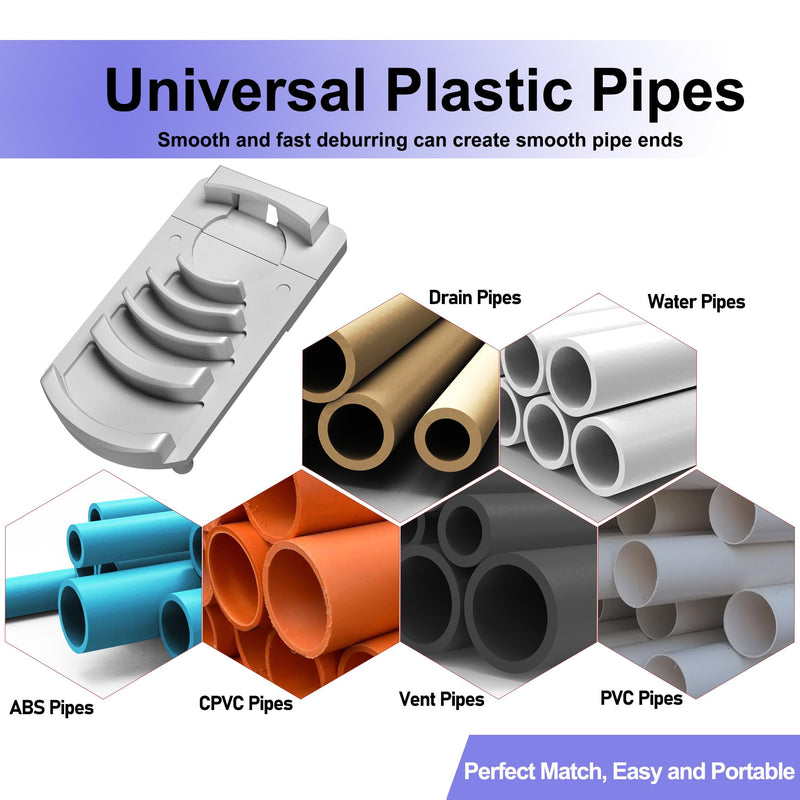 6 in 1 PVC Deburring Tool for Plastic Pipe Deburring Tool, PVC Pipe Reamer Tools with Sizes: 1-1/4 to 4", Chamfer Tools for Plastic