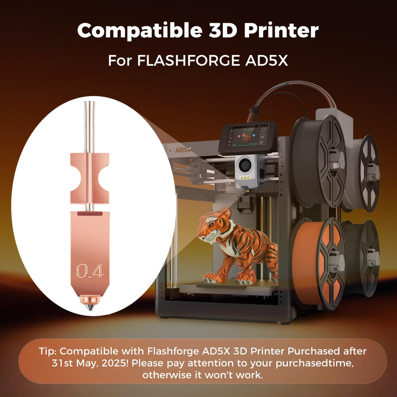 Sovol 3 Packs Upgraded 0.4mm Hotend Nozzles 3D Printer Assembled Extruder Kits for Flashforge AD5X, All Metal Hot End Replacement with Detachable Nozzle, Extra 3PCS Silicone Sock+ 3PCS Nozzle Brush 0.4mm*3