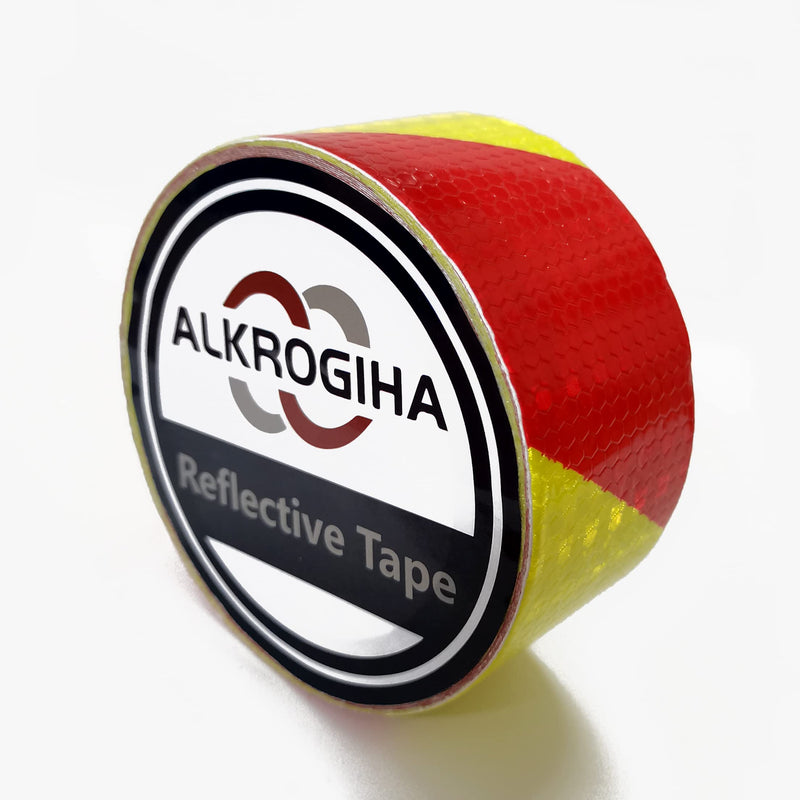 Reflective Tape Waterproof Conspicuity Strong Adhesive Reflector Tape Warning Safety Reflective Tape for Vehicles Red/Yellow