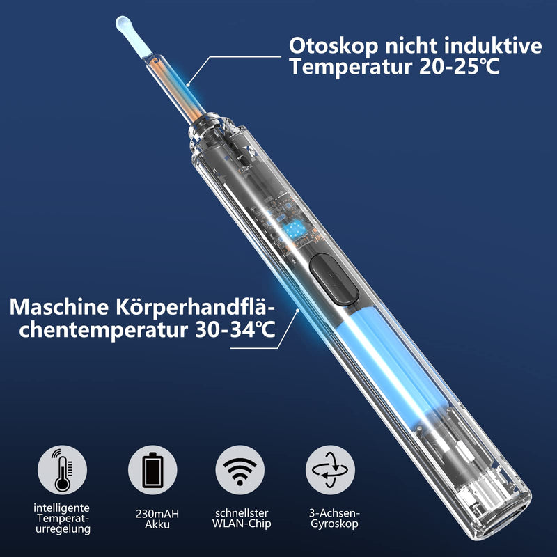 Ear Wax Remover, IP67 Otoscope, Ear Cleaner with Camera | 3.5 mm otoscope, IP67 waterproof, 8 replacement attachments, compatible with Android smartphones, iPhones and iPads