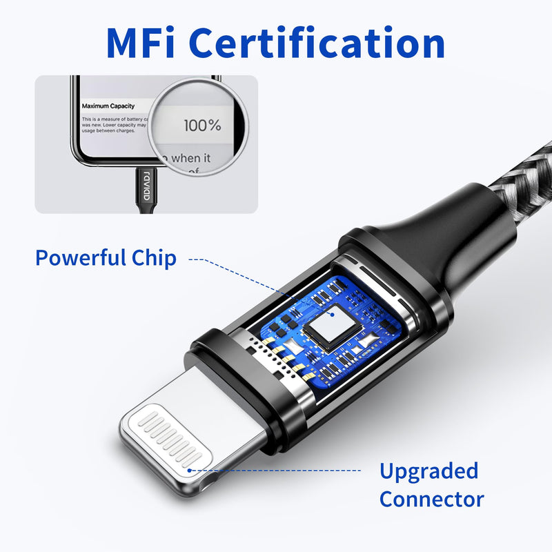 [Australia - AusPower] - RAVIAD iPhone Charging Cable iPhone Cable 1M [MFi Certified] Lightning Cable iPhone Nylon iPhone Fast Charging Cable for iPhone 14 13 12 11 Pro Max Mini XR XS X 8 8 Plus 7 7 Plus 6s 6 6 Plus 5S 5 SE black 