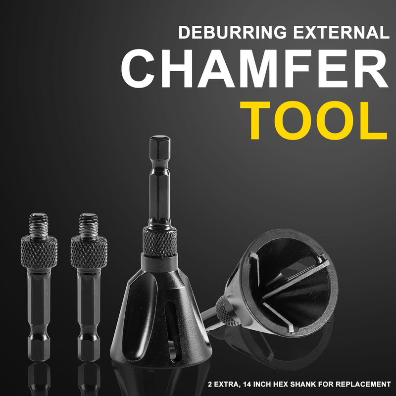 [Australia - AusPower] - Deburring External Chamfer Tool with 3 Carbide Blades, Tungsten Steel, Deburring Tool Remove Burr Tools,Bolt Thread Repair with Quick Release Shank Fit for 3/16"-1"(5mm-25mm) Larger 