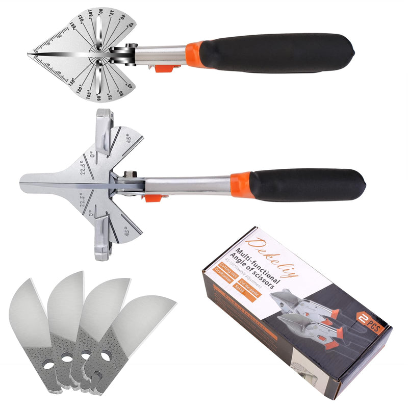 [Australia - AusPower] - Miter Shears 2 Pack,Multifunctional Trunking Shears for Angular Cutting of Moulding and Trim,Quarter Round Cutting Tool Adjustable at 22.5 to 135 Degree,Hand Tools for Cutting Wood and Plastic 