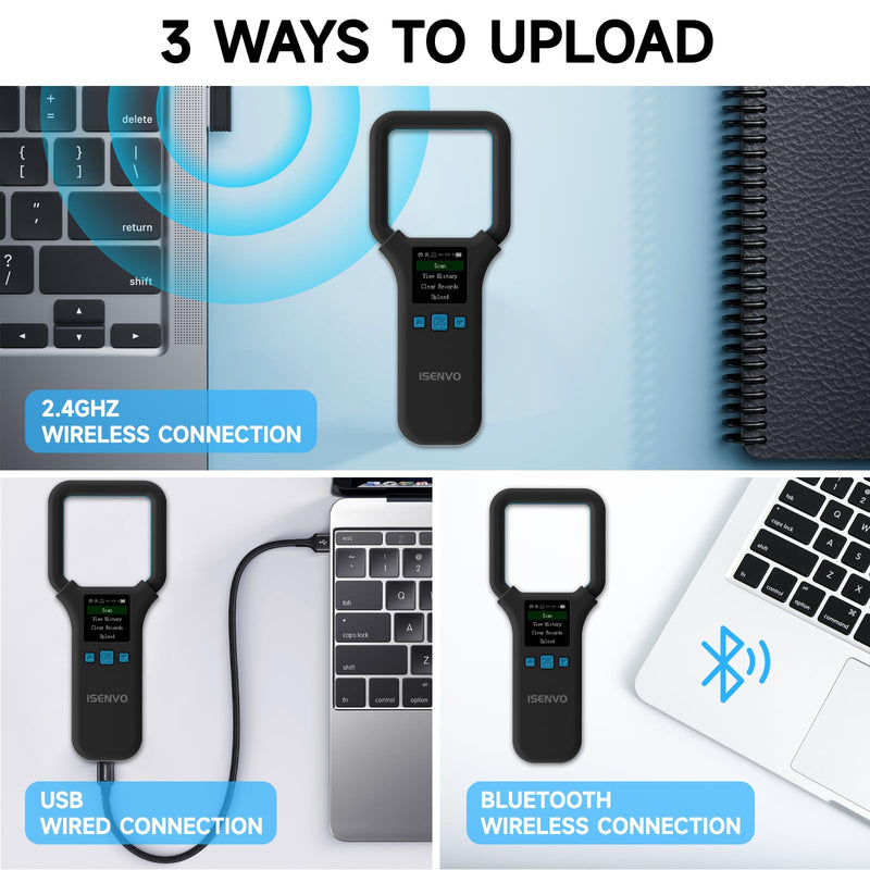 AR190E Bluethooth Pet Microchip Scanner, Wireless Handheld RFID Animal Reader, 134.2kHz Pet Chip Scanner with OLED Display Animal Tag Reader EMID FDX-B(ISO11784/11785)