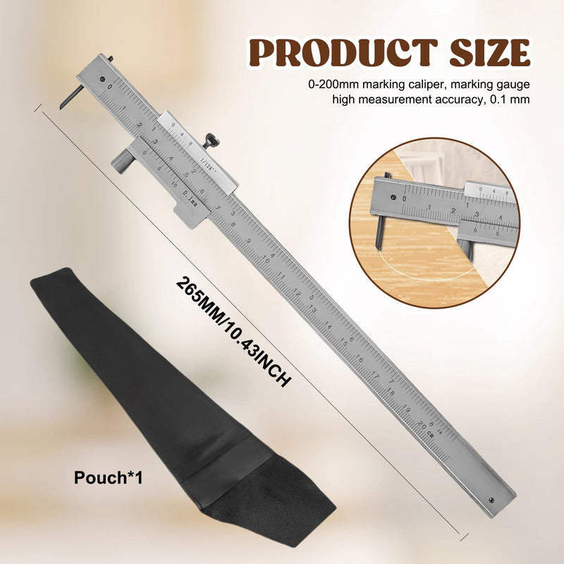 [Australia - AusPower] - TOATELU Precision Vernier Caliper Stainless Steel 0.1 mm Marking Gauge Industrial Grade Parallel Scriber with Locking Screw IP54 Protection Class 