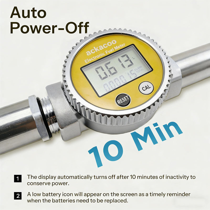 Fuel Water Meter with 3/4 Inch Adapters, 1 Inch NPT Digital Turbine Flow Meter w/LCD Display, Waterproof EMI Protection, 2.4-26.4 GPM for Gasoline Diesel Water Kerosene Gallon, QTS PTS, L, m³