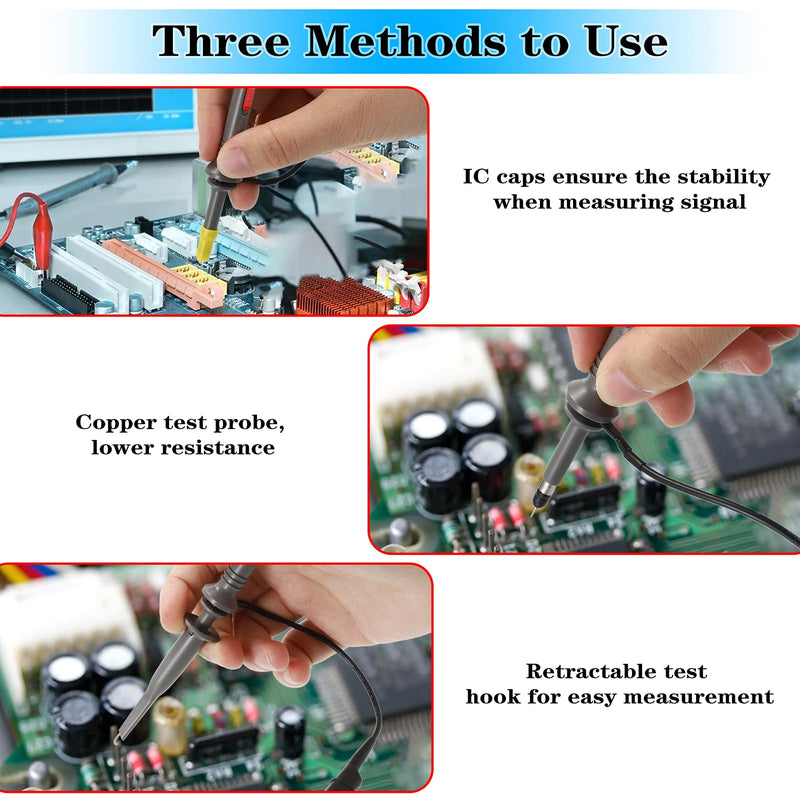 [Australia - AusPower] - Sumnacon P6100 Universal Oscilloscope Probe with Accessories Kit 2Pcs 100 MHz X1/X10 High Sensitivity Oscilloscope Clip Probes with BNC to Test Lead Kit, Mini Alligator Clip and Ground Lead 