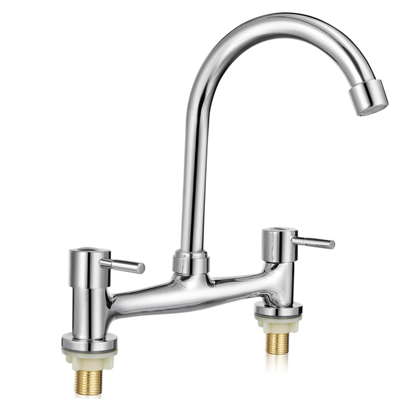 Kitchen Sink Dual Hole Hot and Cold Water Control Rotating Spout