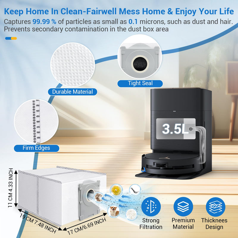 [Australia - AusPower] - X9 Pro Omni Replacement Parts for Ecovacs Deebot X9 Pro Omni X9 Pro Robotic Vacuum Cleaner Parts with 2 Roller Brush,4 Mop,4 HEAP,6 Dust Bags,6 Side Brushes,1 Screwdrivers,1 Clean Brush Cleaner Accessory Kit 