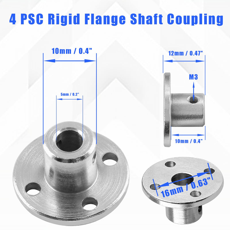 [Australia - AusPower] - 4 Pcs Rigid Flange Shaft Coupling, 5mm High Hardness Metal Guide Coupler, Bearing Fittings Motor Connector with Some M3 Fastening Screw 1 Pcs Hex Wrench for DIY Handmade Model 4 