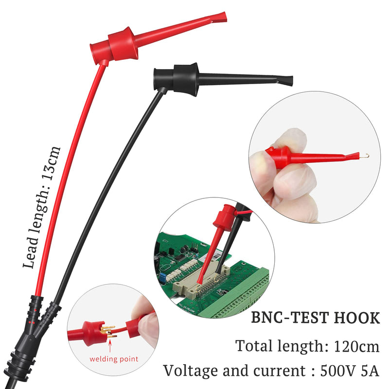 [Australia - AusPower] - Cleqee BNC Test Leads Set Oscilloscope Test Leads Kit BNC to Alligator Crocodile Clips BNC to Test Hook Terminals BNC to Dual Stackable Banana Plug Cable Wires 