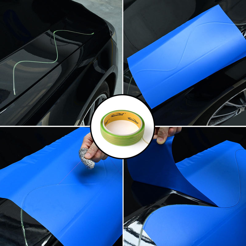 NEWISHTOOL Vinyl Wrap Tool with 50M / 164Ft Knife Less Cutting Tape, Anti-Cut Finger Cots, Felt Squeegee, Micro Trimming Squeegee and Razor Blade Knife for Car Wrapping, Film and PPF Installating