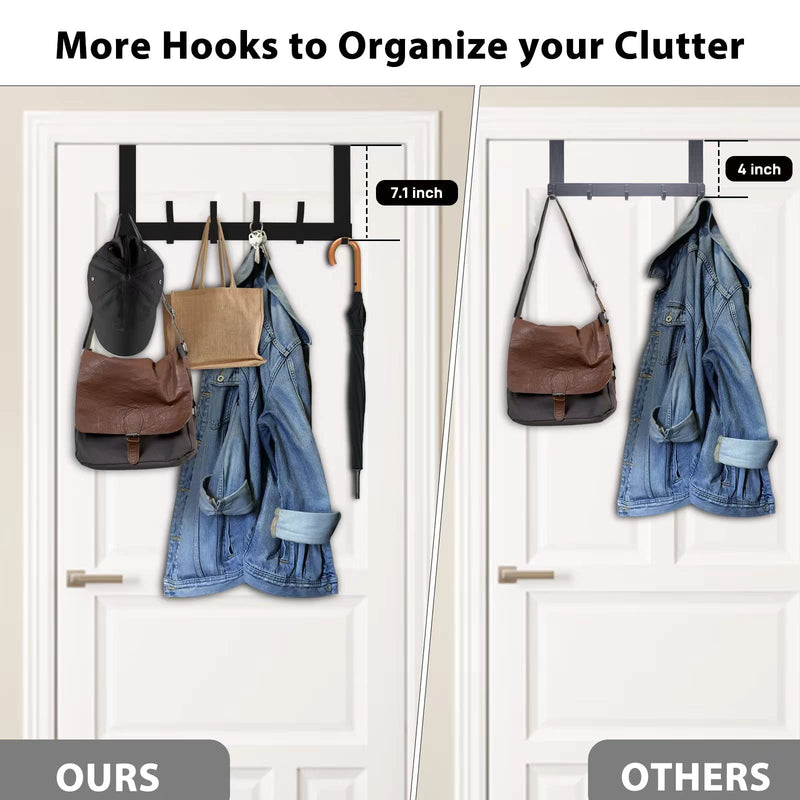 [Australia - AusPower] - Over The Door Hooks, Door Hanger Hooks for Hanging, Over The Door Towel Racks for Bathroom with 12 Coat Hooks, Over The Door Hanger for Coats and Towels 1 Pack Black 