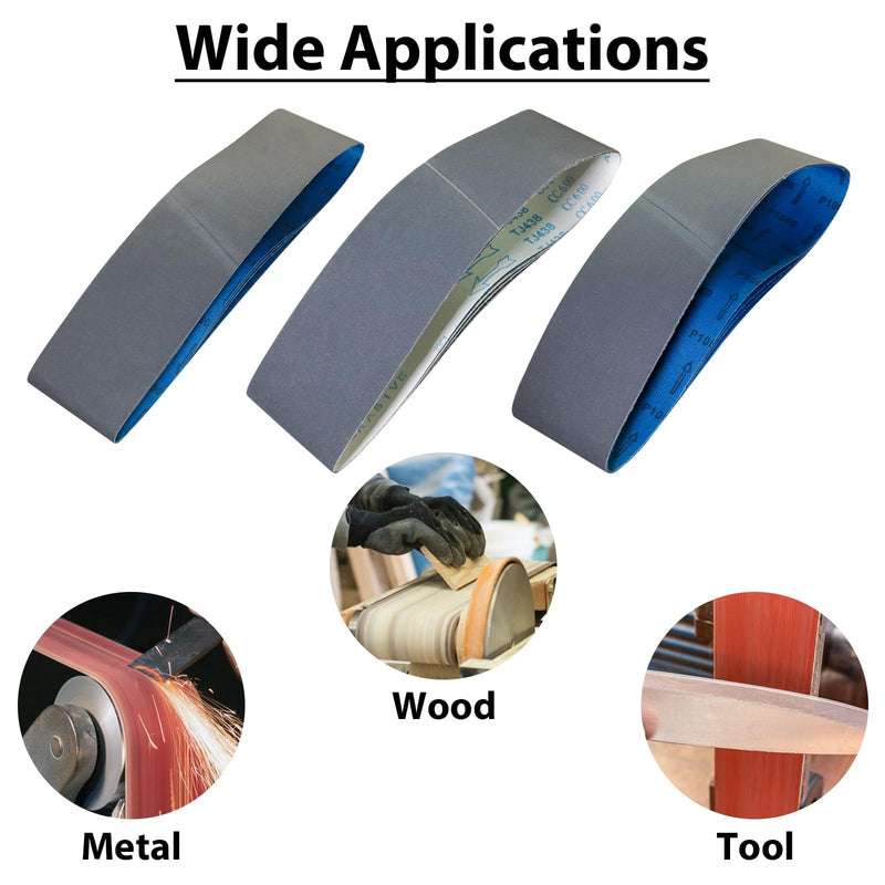 15 Pack 3 x 18 Inch Sanding Belts, 3x18 Silicon Carbide Sanding Belt, 5 Pcs Each of 600, 800, 1000 Grits Knife Sharpening Sander Belt 3x18 inch