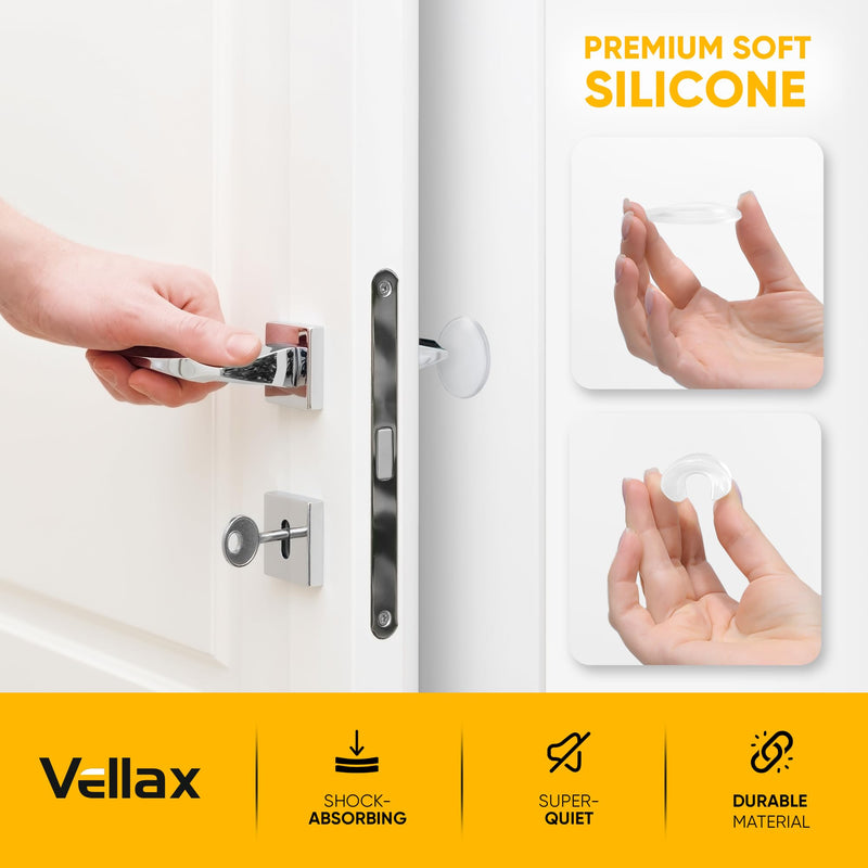 [Australia - AusPower] - Vellax Wall Protectors 6 Pack Clear, Reusable Door Bumper with Self Strong Adhesive for Stopping Wall Damage & Noise from Doors, Refrigerators & More in Your Home - Durable, Shock Absorbent & Discreet 