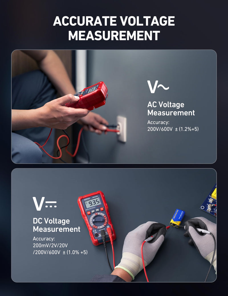 [Australia - AusPower] - AstroAI Digital Multimeter Voltage Tester, TRMS 2000 Counts Volt Meter; Fast and Accurately Measures AC/DC Voltage & Current, Resistance, Diode, Continuity and NCV (DM200M) 