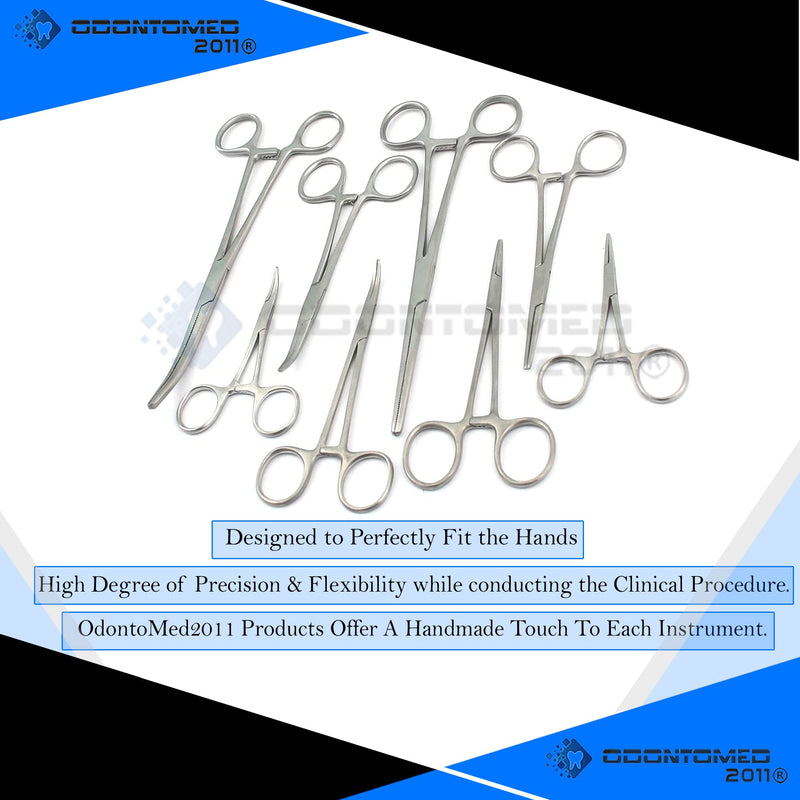 OdontoMed2011® Ultimate HEMOSTAT Set, 8 Piece Ideal for Hobby Tools, Electronics, 7.25", 5.5", 5", 3.5" ODM