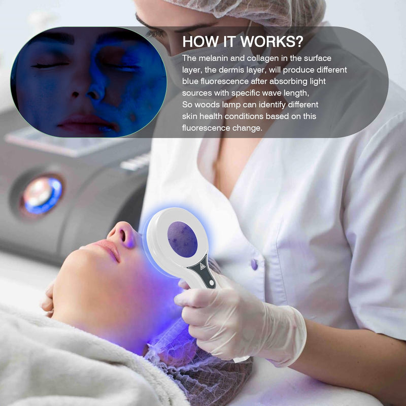 [Australia - AusPower] - Woods Lamp, Yofuly Handheld Woods Lamp Skin Analyzer, Portable Face Detector, Professional Esthetician Facial Magnifying Analyzer for Spa, Salon and Home Use Small 