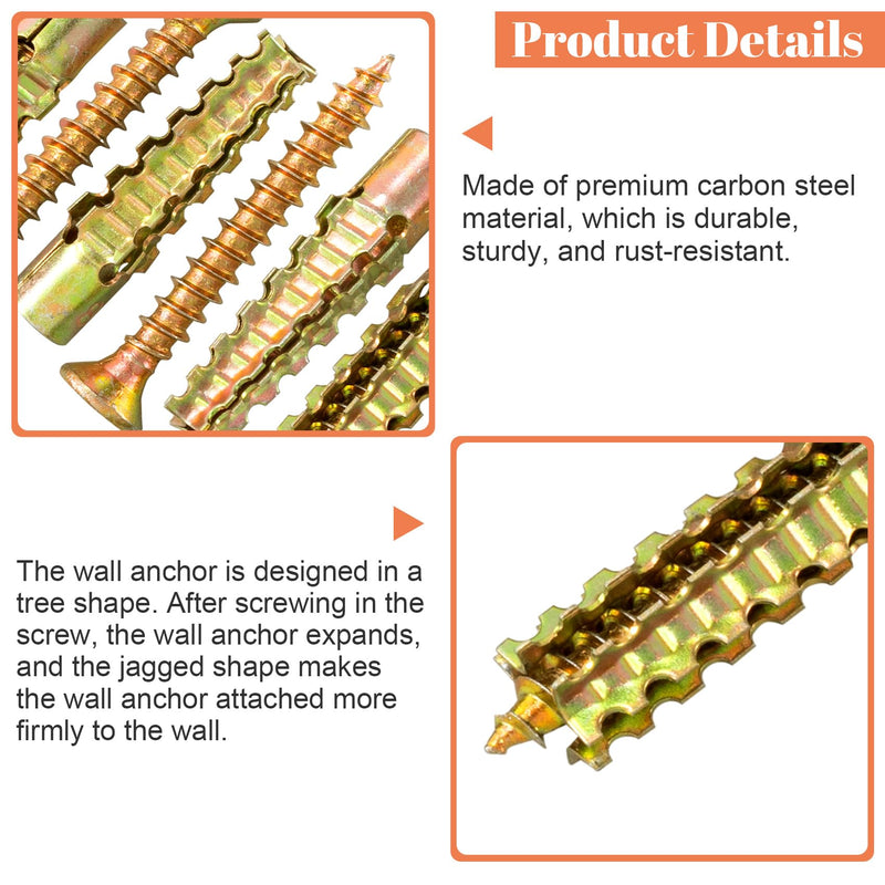 [Australia - AusPower] - 22 Sets Steel Wall Anchor with Screws(#5×1-4/7), Loose Hinge Hole Repair Kit, Metal Anchor Heavy Duty Steel Stripped Steel Wall Anchor for Hollow-Wall Wooden Concrete Wall(7x33mm) 
