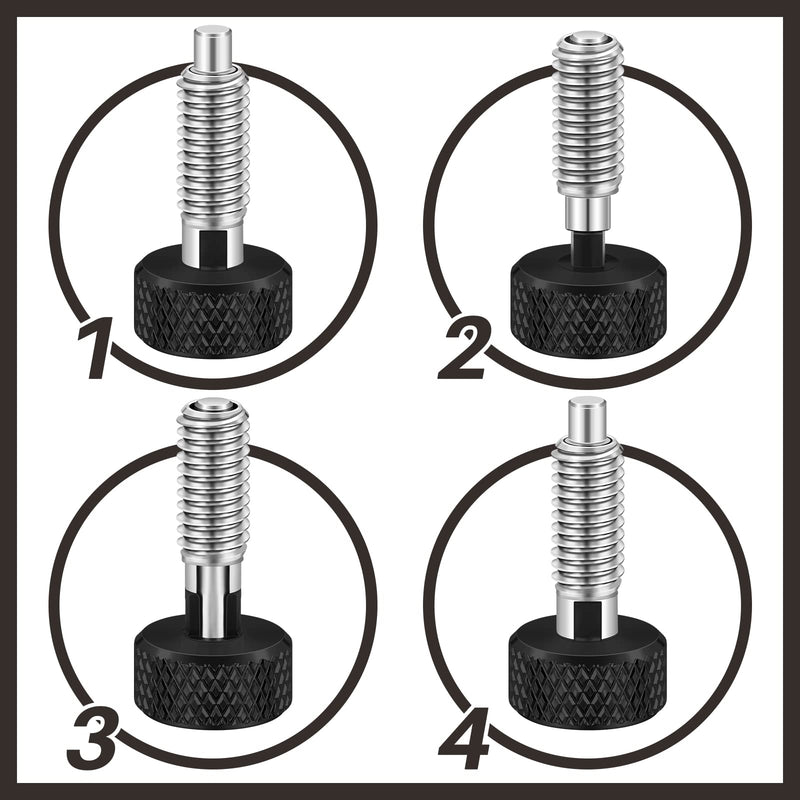 [Australia - AusPower] - Hand Retractable Spring Plunger with Knurled Handle Stainless Steel Lock M6 Quick Release Pins for Rolling Toolbox, 1/4''-20 Thread Size 0.500'' Thread Length Without Patch (Black, 2 Packs) Black 