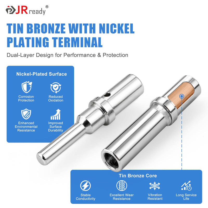 JRready ST6257 DTP Solid Barrel Size 12 Contacts DTP Connector Terminal KIT 20 PCS Male Pins 0460-204-12141 and 20 PCS Female Sockets 0462-203-12141 for Wire Size 12 to 14 awg 20 Pairs Standard Size 12