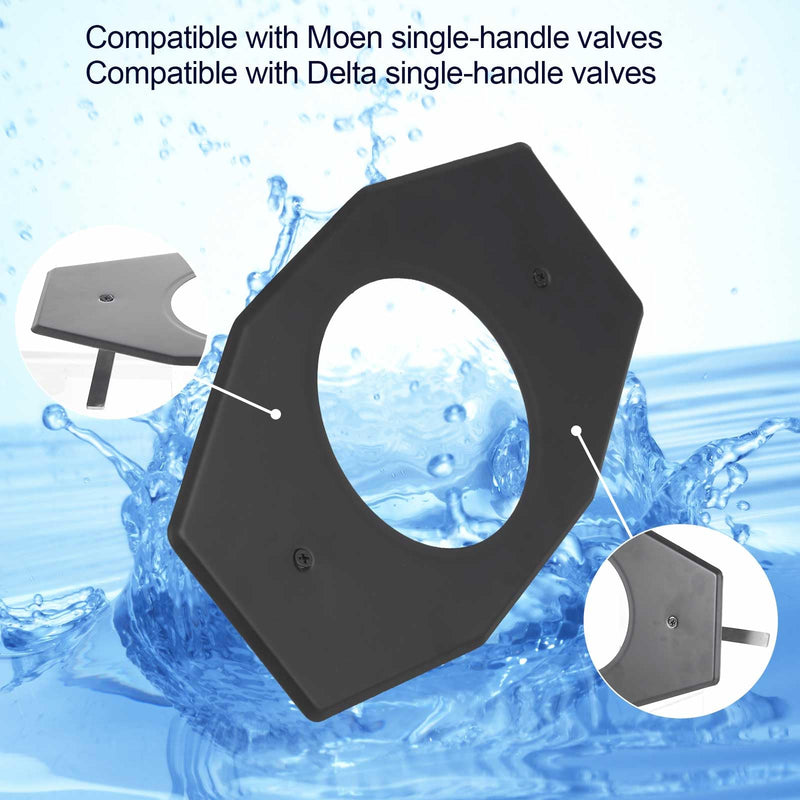 Tandefio 1 Set One Hole Remodel Plate Compatible with Moen Renovation Shower Cover Plate Compatible with Delta Tub Valve for 2 Handle or 3 Handle Shower Updates (13" X 7.5",Matte Black) 13" X 7.5" Matte Black