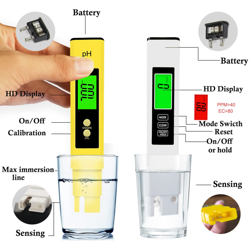 [Australia - AusPower] - 【New】Justmetr PH Meter, TDS Meter Combo, Digital Water Testing Kits, 0.05 High Accuracy pH Tester and ± 2% Accuracy 3-in-1 TDS/EC/Temp Tester Pen for Drinking Water, Hydroponics, Pools, Aquarium 