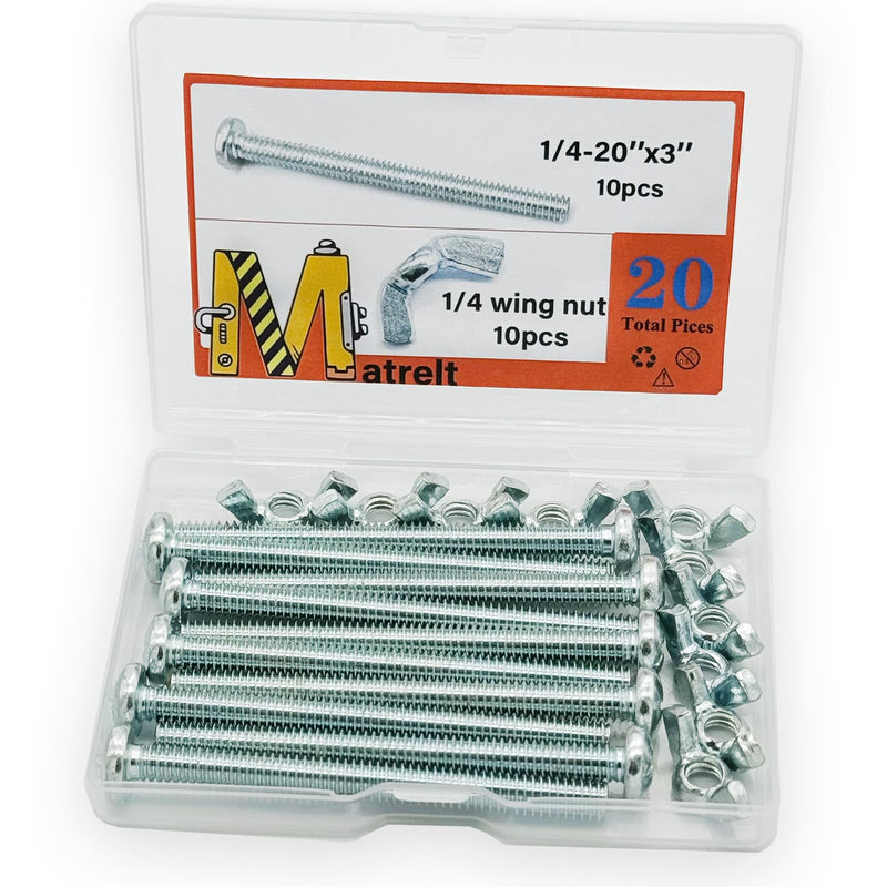 [Australia - AusPower] - 20Pack 1/4"-20 x3 Screw Bolts and Wing Nut Kit 10pcs Machine Screws with Round Head Phillips 10pcs Butterfly Hand Twist Tighten Nut Zinc Plated Hardware Fitting Fastenings Assortment Kit 30 Pack 1/4"-20 x3" 