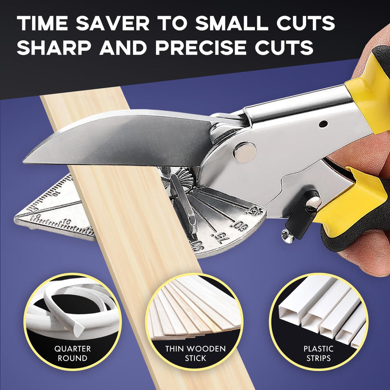 [Australia - AusPower] - Miter Shears for Molding, RAINHOL Trim Cutter Hand Tool, Adjustable Angle Cutting Tool for Wood Trim Molding, PVC, Vinyl, Trunking, 2 Extra Replacement Blades Included Miter Shears with 2 Blades 