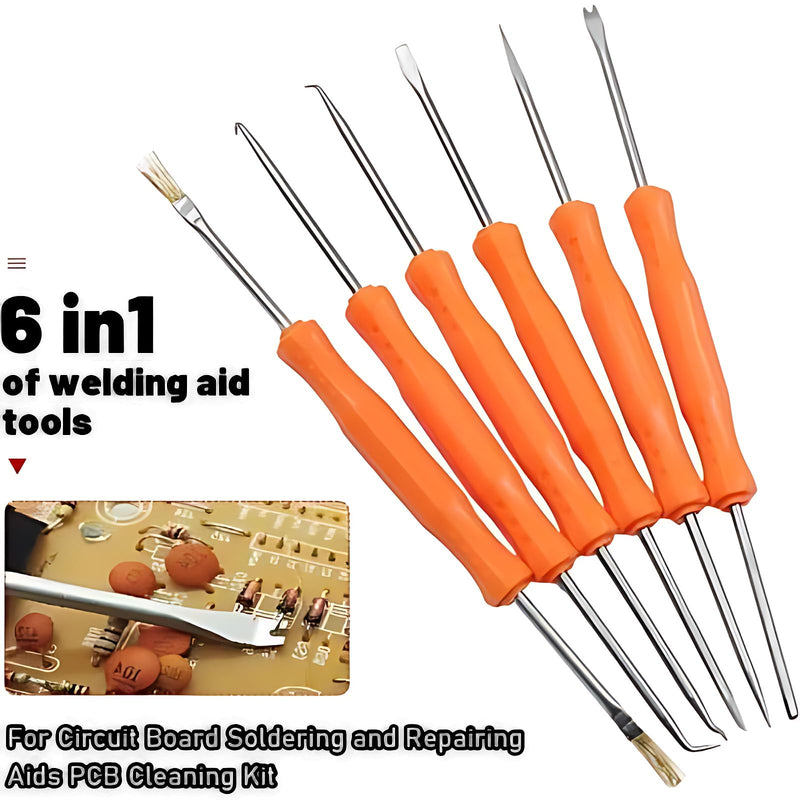 [Australia - AusPower] - Telituny Circuit Board Welding Tool Set, 6-Piece PCB Metal Soldering Aid Repair Kit for Circuit Boards, Precise Welding Tool Set, Assist Tools for Repairing, Installing, Disassembling, Cleaning 