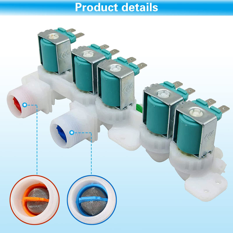 [Australia - AusPower] - DC97-15459G Water Inlet Valve Assembly Fit for Samsung Washer, Replaces AP5623056 PS4220861 EAP4220861 3276197 WA45H7000AW WA48H7400AW（Upgraded 5-Solenoid Design, Leak-Proof)） DC97-15459G 