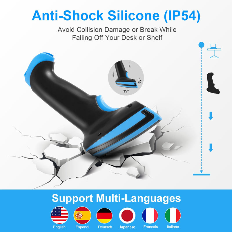 [Australia - AusPower] - Barcode Scanner Wireless, 1D Laser Barcode Reader with Stand 2.4G Wireless & USB Wired Connection 2 in 1 Plug and Play Handheld Bar Code Scanners 