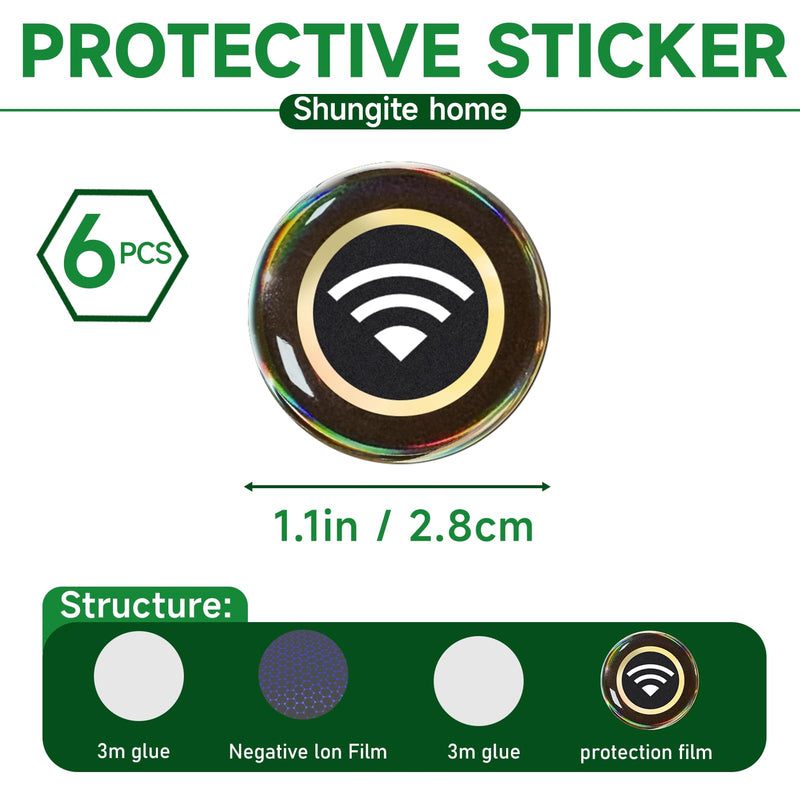 [Australia - AusPower] - 6 Pieces Blocker Protection Neutralizers Stickers for Cell Phones Tablets Laptops Computer WiFi Printer TV Electronic Devices Black 