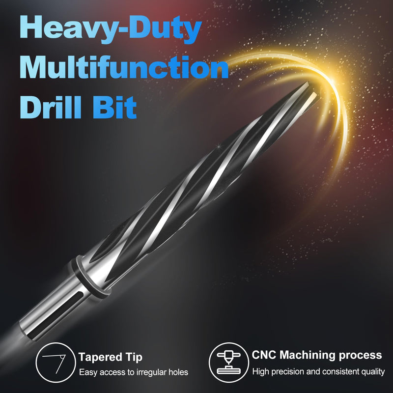 [Australia - AusPower] - 1/2" Bridge Construction Tapered Reamer Drill Bit,M2 HSS Chucking Reamer with 1/2" Non-Slip Handle,12mm-5 Spiral Edge Design Car Reamer for Steel, Alloy,Wood,Plastic,for aligning or enlarging Holes 1/2 in 