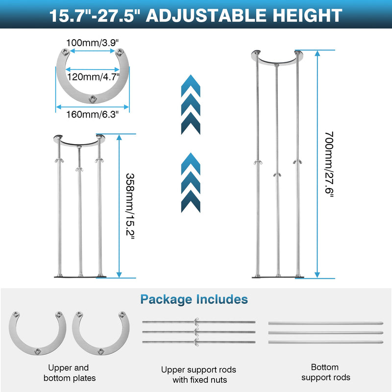 IRONWALLS Undermount Sink Brackets Stainless Steel, 15.7” to 27.5” Adjustable Under Sink Support Brackets, Bathroom Kitchen Sink Support Legs, Sink Repair System 1pc Support Leg (15.7"-27.5" Adjustable)