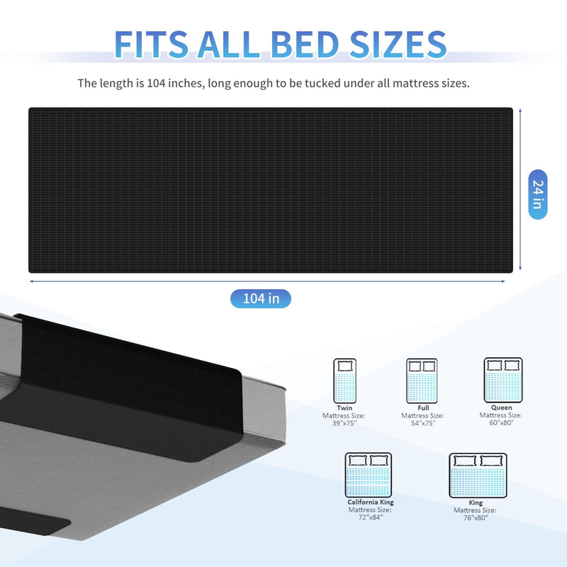 [Australia - AusPower] - Grounding Sheet for Bed, Grounding Half Sheet Fits All Bed Sizes, Organic Cotton and Silver Fiber, Indoor Grounding Sheets for Full Body Balance & Wellness Support (24 x104inch) (Black) 