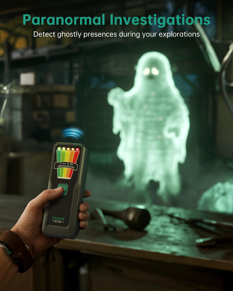[Australia - AusPower] - ERICKHIL Handheld EMF Meter, 5-Level LED Alerts,Ghost Hunting Equipmen for Paranormal Investigations, 30Hz–20kHz Wide Range Ghost Detector,Pocket-Size EMF Reader 
