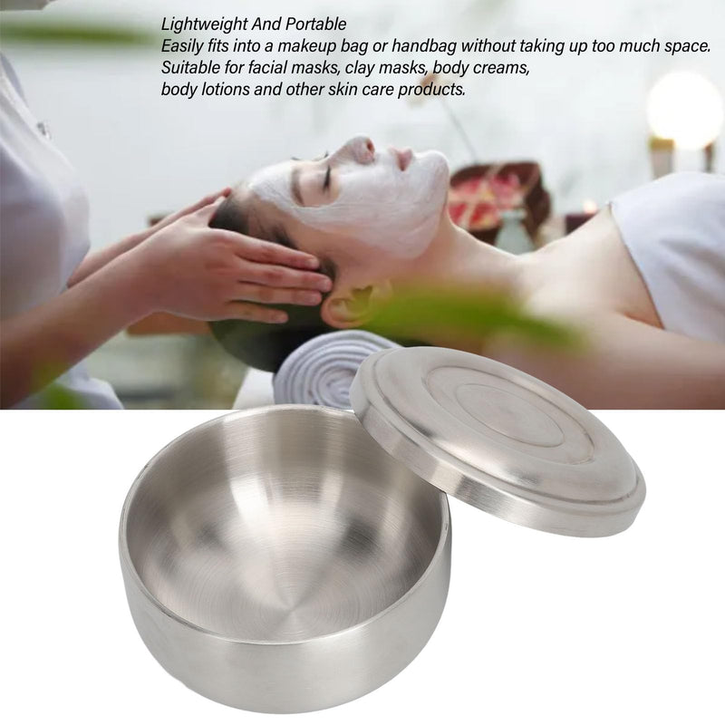 [Australia - AusPower] - Agatige Facial Mask Mixing Bowl, 304 Stainless Steel Portable Esthetician Bowls Gauze Dressings Jar with Lid for Kitchen Beauty Salon Hospital 