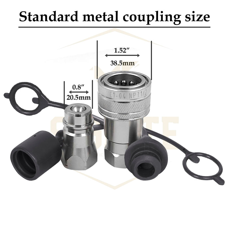 [Australia - AusPower] - 2 Set,1/2 Tractor Hydraulic Coupler Male Dust Cap and Female Plug Cover,ISO A Hydraulic Quick Disconnects Port Plug Fittings By Signite (Black) Black 