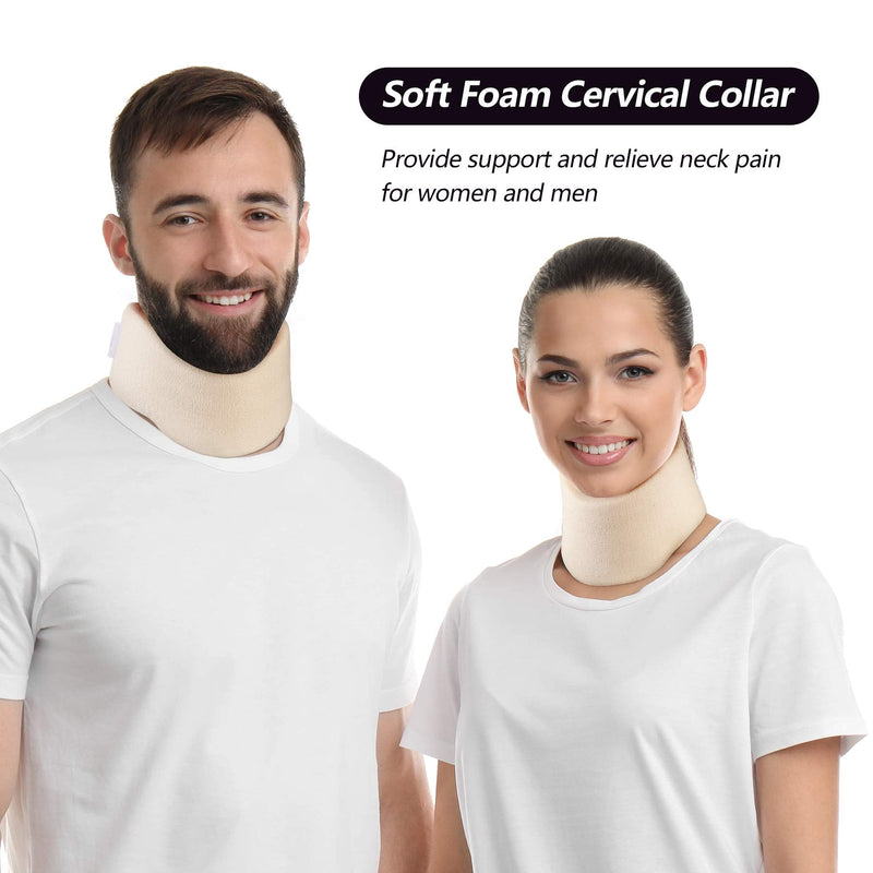 [Australia - AusPower] - Soft Foam Neck Brace Universal Cervical Collar, Adjustable Neck Support Brace for Sleeping - Relieves Neck Pain and Spine Pressure, Neck Collar After Whiplash or Injury (2.5" Depth Collar, M) White Narrow 2.5" Depth Collar Medium (13.3-15.7 Inch) 