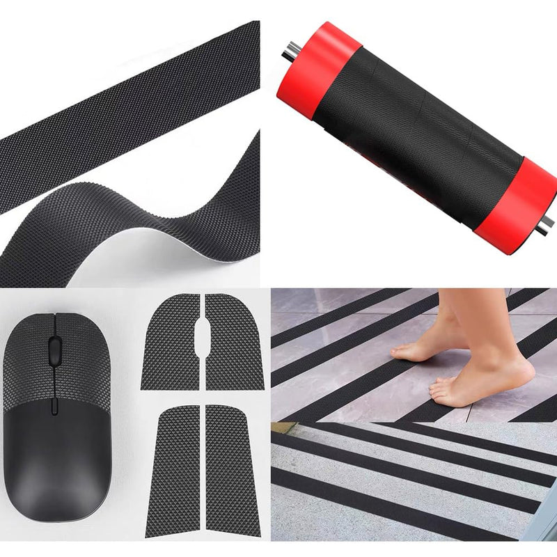 Rubber Grip Tape Anti Slip Tape 2 Inch, 16.5 Feet, Heavy Duty Waterproof Non-Abrasive Tape Cushion Pad for Indoor & Outdoor, Making Handles or Contact Surfaces Safer 2" x 16.5Ft Black Roll
