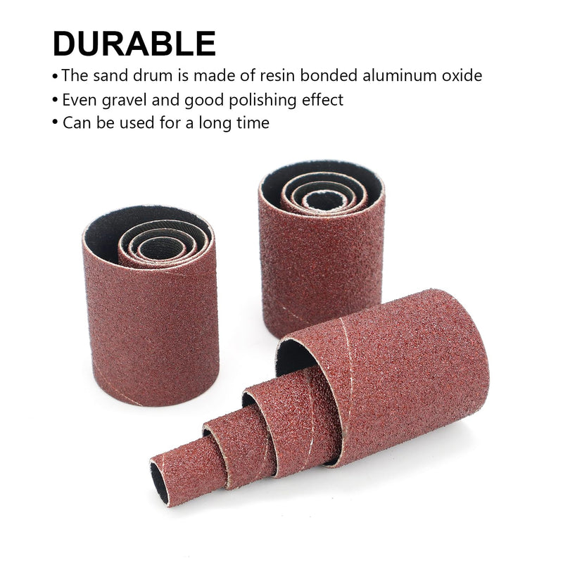 [Australia - AusPower] - 2”Long Sanding Drums and Sleeves Set with 1/4”shank for Drill or Drill Press, Sanding Drum Kit for Sanding Smoothing Shaping Polishing Fiberglass Wood Metals, 60,80,120 Grit-16pack 16PCS 
