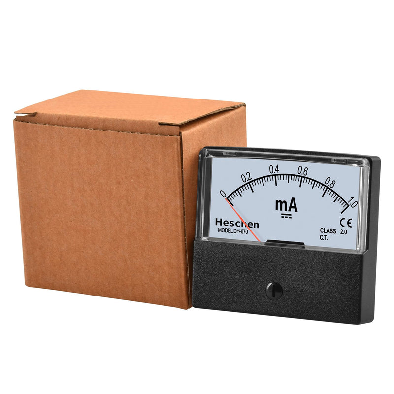 [Australia - AusPower] - Heschen Rectangle Panel Mounted Current Meter Ammeter Tester DH-670 DC 0-1mA Class 2.0 CE listed 