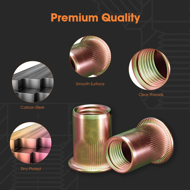[Australia - AusPower] - Rivet Nut, M5 Metric Rivnut - Flat Head Nutserts, Zinc Plated Carbon Steel Knurled Body Threaded Insert Nuts, 100 Pieces M5(100pcs) 