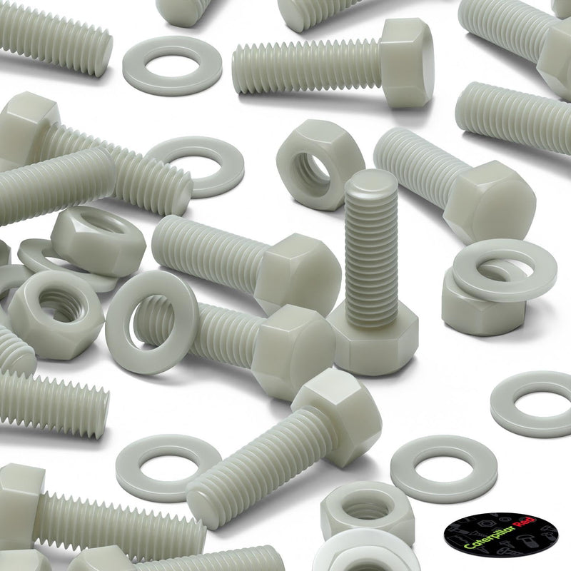 [Australia - AusPower] - 20 x Glass Filled Reinforced, Super Nylon Hex Head, M10 x 30mm, Machine Screws, Plastic Nuts and Bolts, Washers, (25/64 x 1 3/16 in) 