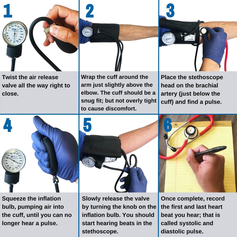 [Australia - AusPower] - Adult Manual Blood Pressure Cuff with Stethoscope (Blue, Lightweight) 