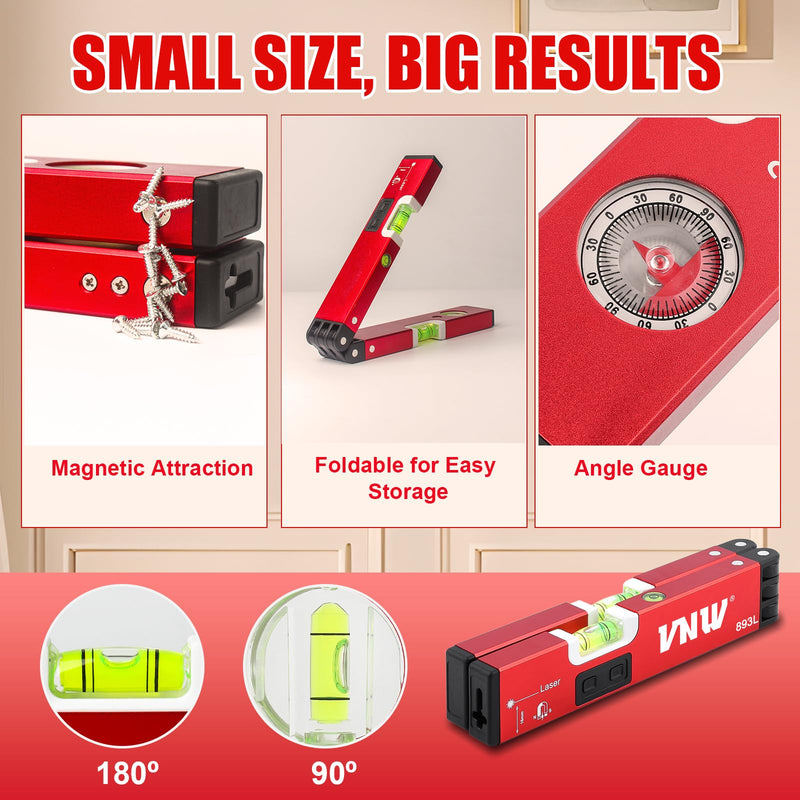[Australia - AusPower] - 20Inch Foldable Magnetic Level with 30Ft Cross Laser Line,Multi-function Leveler Tool for Woodworking,Picture Hanging,Home Renovation and Construction 