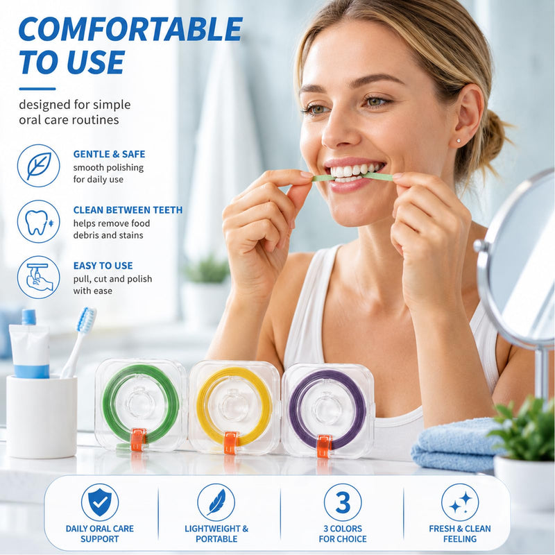 3 Rolls of Tooth Sandpaper for Interdental Spaces, Tooth Sandpaper for Interdental Spaces, Coloured Tooth Sandpaper, (4 mm x 6 m)